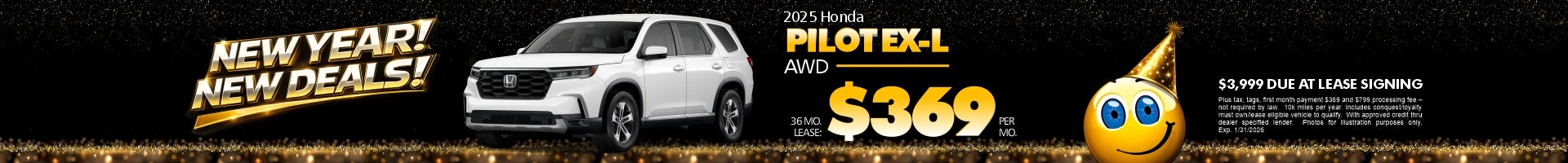 2025 Honda Pilot lease for $369/mo for 36 mos