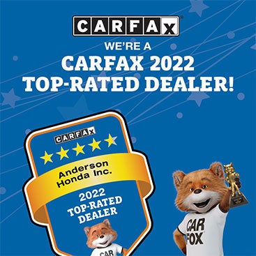 Badge indicating Carfax's recognition of a dealer as a top-rated provider in 2020 for quality and service.